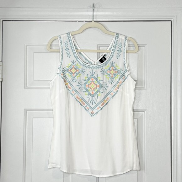 Sakkas Elita Sleeveless Tank Top Batik Aztec Embroidered Shirt Blouse - Picture 3 of 8